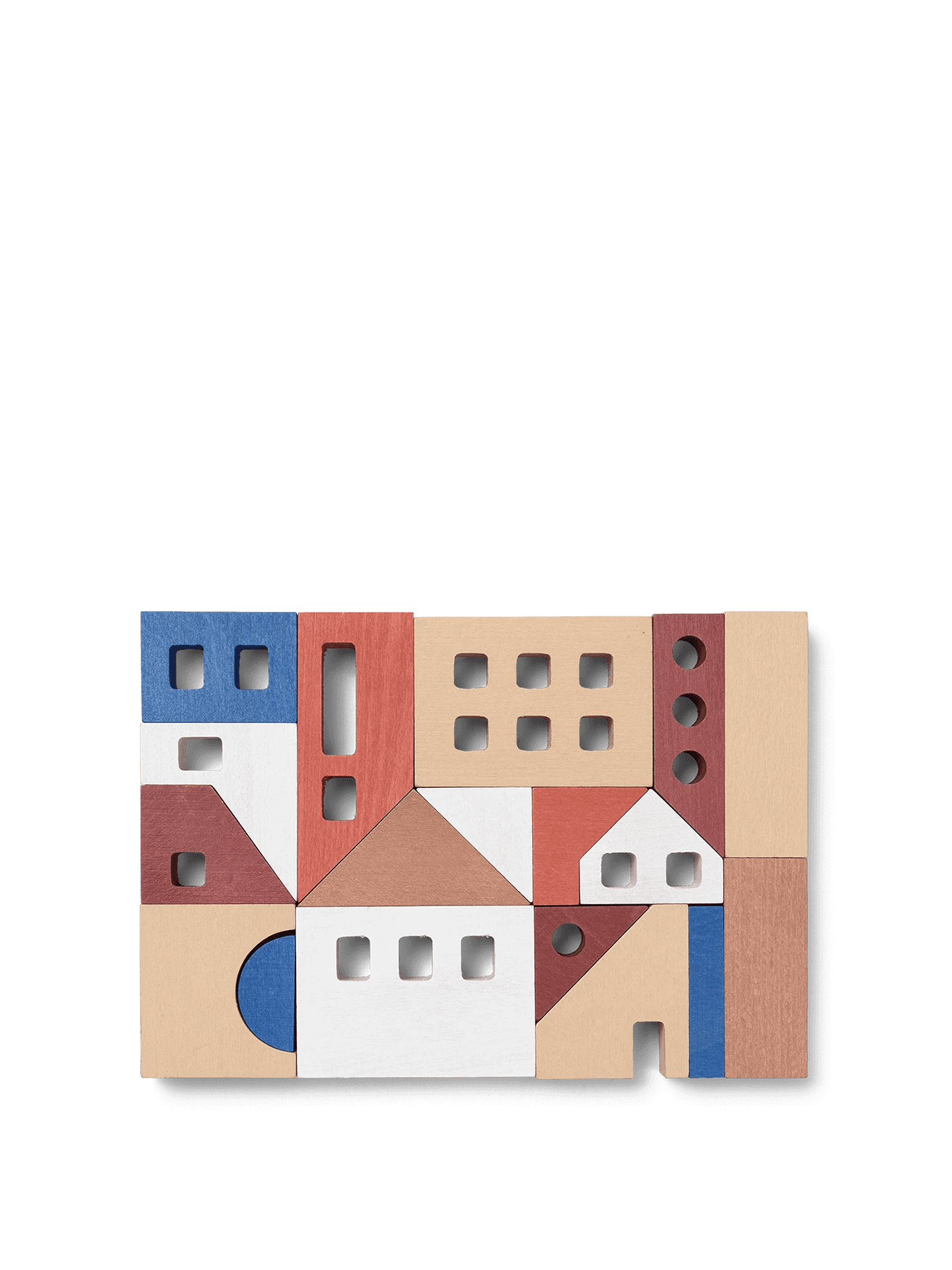 Ferm Living Little Architect Blocks in assorted shapes and colors for imaginative play.